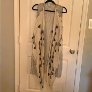 Anthropologie sleeveless duster tassel kimono
